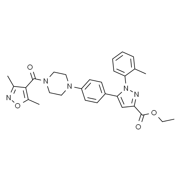 ethyl 5-(4-(4-(3,5-dimethylisoxazole-4-carbonyl)piperazin-1-yl)phenyl)-1-o-tolyl-1H-pyrazole-3-carboxylate