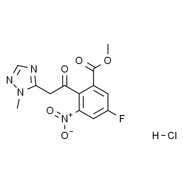 Benzoic acid,5-fluoro-2-[2-(1-methyl-1H-1,2,4-triazol-5-yl)acetyl]-3-nitro-,methyl ester, (hydrochloride)(1:1)