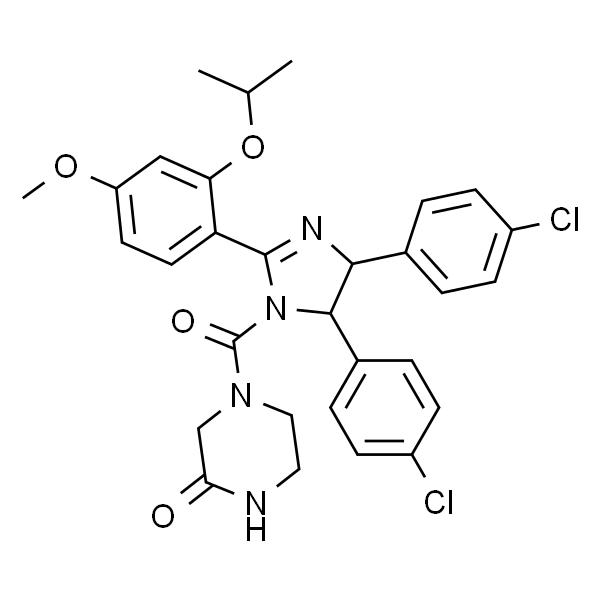 4-{[4,5-Bis(4-chlorophenyl)-2-(2-isopropoxy-4-methoxyphenyl)-4,5- dihydro-1H-imidazol-1-yl]carbonyl}-2-piperazinone